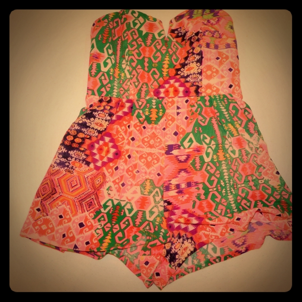 Strapless Printed Romper